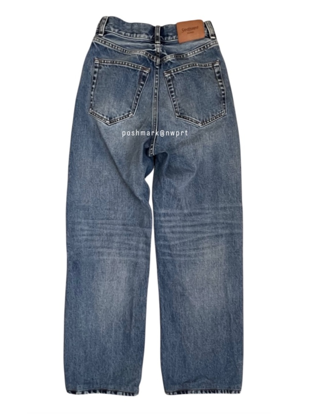 SAINT LAURENT ✨ V-Waist Baggy High Rise Wide Leg Jeans 50’s Blue 24 - Picture 8 of 15